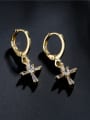 thumb Brass Cubic Zirconia Cross Vintage Huggie Earring 1