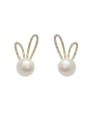 thumb Brass Cubic Zirconia Rabbit Minimalist Stud Earring 0