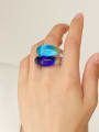 thumb Hand Glass  Multi Color Geometric Trend Band Ring 1