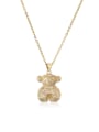 thumb Brass Cubic Zirconia  Trend Bear Pendant Necklace 0