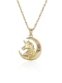 thumb Brass Cubic Zirconia Vintage  Moon Unicorn Pendant Necklace 0