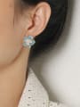 thumb Brass Imitation Pearl Enamel Flower Vintage Clip Earring 1