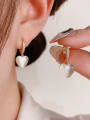 thumb Brass Cats Eye Heart Dainty Stud Earring 1