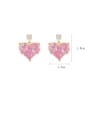 thumb Brass Cubic Zirconia Pink Heart Dainty Stud Earring 3