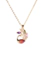thumb Copper  Cubic Zirconia Butterfly Trend Bear Flower Pendant Necklace 4
