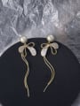 thumb Brass Cubic Zirconia Enamel Tassel Dainty Threader Earring 2
