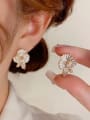thumb Brass Cubic Zirconia Flower Dainty Stud Earring 1