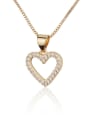 thumb Brass Cubic Zirconia  Minimalist Heart Earring and Necklace Set 3