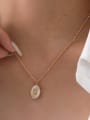 thumb Brass Natural Stone Geometric Minimalist Necklace 2