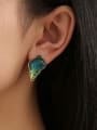 thumb Brass Enamel Irregular Conch Minimalist Stud Earring 1