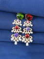 thumb Brass Cubic Zirconia Multi Color Flower Luxury Cluster Earring 0