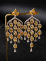 thumb Brass Cubic Zirconia Tassel Luxury Cluster Earring 2