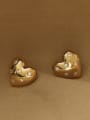 thumb Brass Rhinestone Heart Minimalist Stud Earring 2
