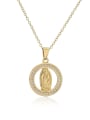 thumb Brass Cubic Zirconia Geometric Vintage Virgin mary Pendant Necklace 0