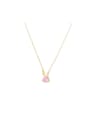 thumb Brass Cubic Zirconia Pink Rabbit Dainty Necklace 0