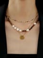 thumb Brass Natural Stone Geometric Vintage Beaded Necklace 1