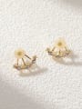 thumb Brass Imitation Pearl Flower Vintage Stud Earring 2
