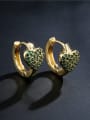 thumb Brass Cubic Zirconia Heart Vintage Huggie Earring 2