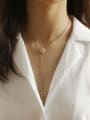 thumb Brass Freshwater Pearl Geometric Vintage Lariat Necklace 0