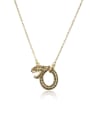 thumb Brass Rhinestone Snake Vintage geometry Pendant Necklace 0