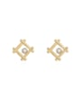 thumb Copper Imitation Pearl Square Minimalist Stud Trend Korean Fashion Earring 0