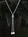 thumb Brass Freshwater Pearl Tassel Vintage Lariat Necklace 2
