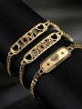 thumb Brass Cubic Zirconia Letter Vintage Link Bracelet 1