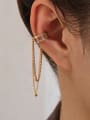 thumb Brass Cubic Zirconia Tassel Hip Hop Single Clip Earring 4