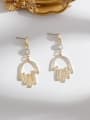 thumb Copper Hollow Exaggerated palm abstract long Trend Korean Fashion Earrings 0