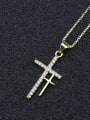 thumb Brass Cubic Zirconia Cross Dainty Regligious Necklace 1
