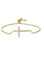 thumb Brass Cubic Zirconia Cross Vintage Adjustable Bracelet 1