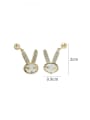 thumb Brass Cubic Zirconia Rabbit Dainty Earring 2