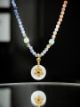thumb Brass Natural Stone Flower Bohemia Necklace 2