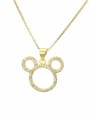 thumb Brass Cubic Zirconia Minimalist Mouse  Earring and Necklace Set 2