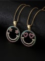 thumb Brass Cubic Zirconia  Trend Hollow Smiley Pendant Necklace 1