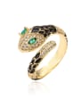 thumb Brass Enamel Cubic Zirconia Snake Vintage Band Ring 0
