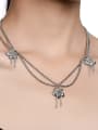 thumb Brass Flower Hip Hop Double Layer Necklace 1