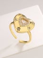 thumb Brass Cubic Zirconia Heart Vintage Band Ring 2