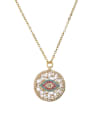 thumb Brass Cubic Zirconia Evil Eye Vintage Hollow Round Pendant Necklace 0