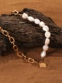 thumb Brass Freshwater Pearl Geometric Chain Vintage Necklace 0