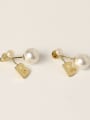 thumb Brass Imitation Pearl Letter Vintage Drop Trend Korean Fashion Earring 2