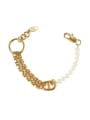 thumb Brass Freshwater Pearl Geometric Hip Hop Link Bracelet 2