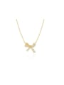 thumb Brass Cubic Zirconia Bowknot Dainty Necklace 0