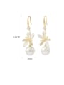 thumb Brass Imitation Pearl Flower Dainty Drop Earring 2