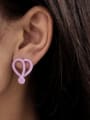thumb Brass Hairball Heart  Bowknot  Cute Stud Earring 3