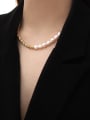 thumb Brass Freshwater Pearl Locket Vintage Necklace 2