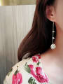 thumb Copper Freshwater Pearl Face Ethnic Threader Trend Korean Fashion Earring 1
