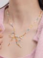 thumb Brass Bowknot Trend Colorful Glass Tube Beads  Necklace 2
