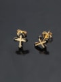 thumb Brass Cubic Zirconia Cross Minimalist Stud Earring 3