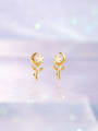 thumb Brass Cubic Zirconia Star Moon Cute Stud Earring 3